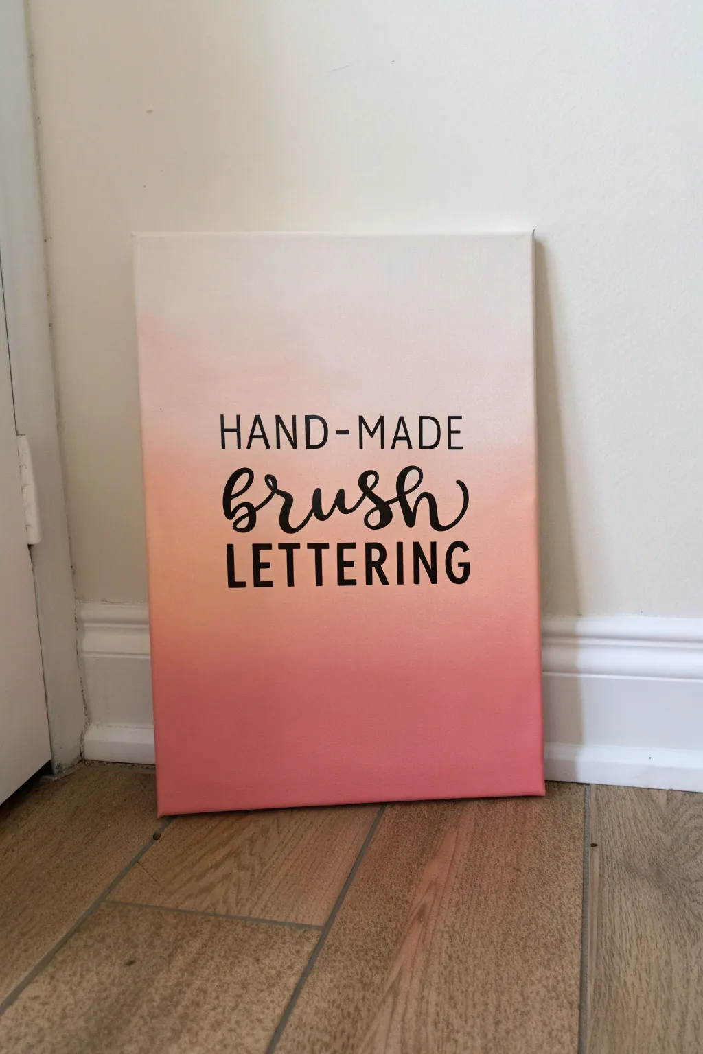 Minimal ombre canvas with bold brush lettering for an easy Scandinavian boho statement piece.