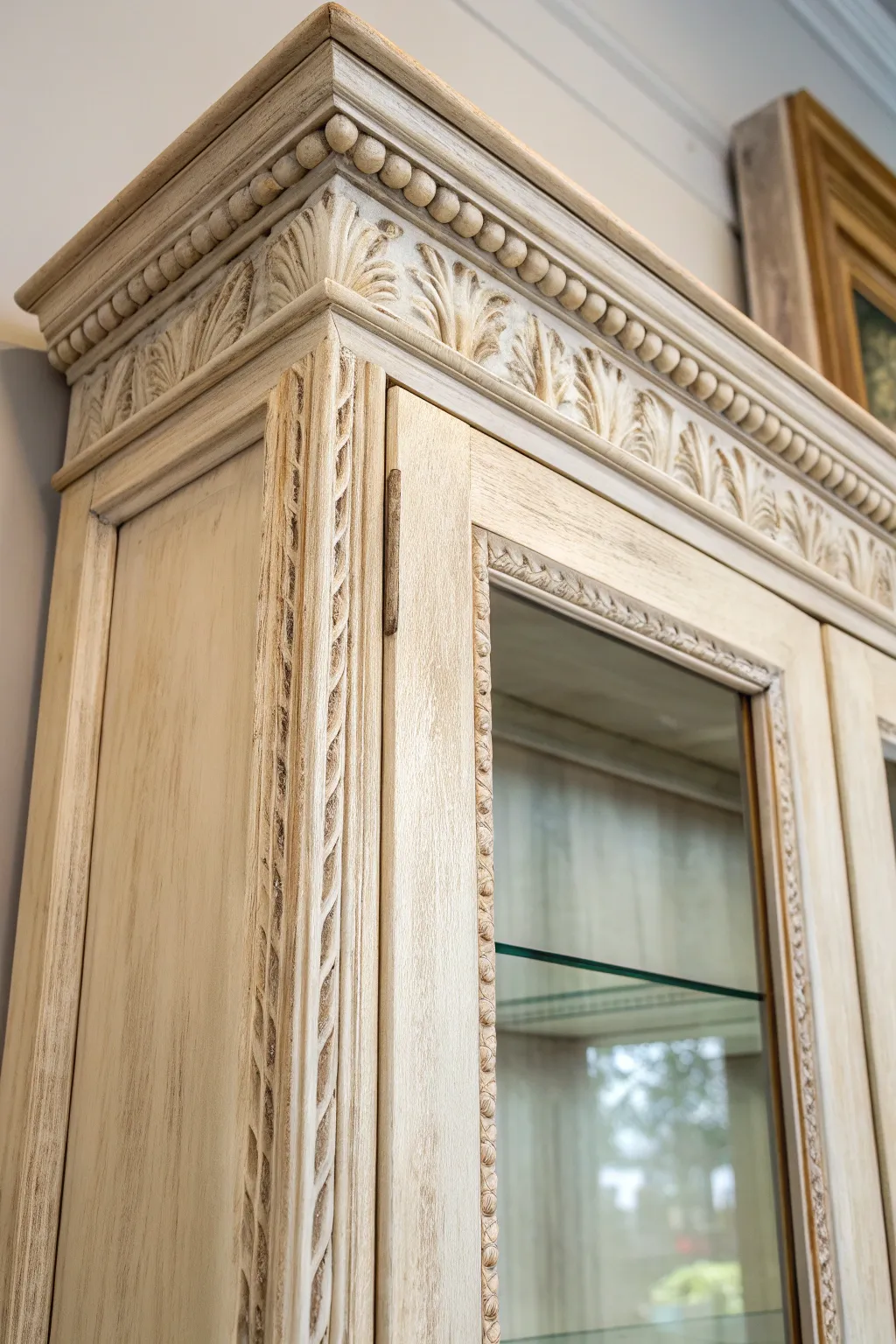 Subtle dry brushing on raised trim reveals carved detail with crisp, modern contrast