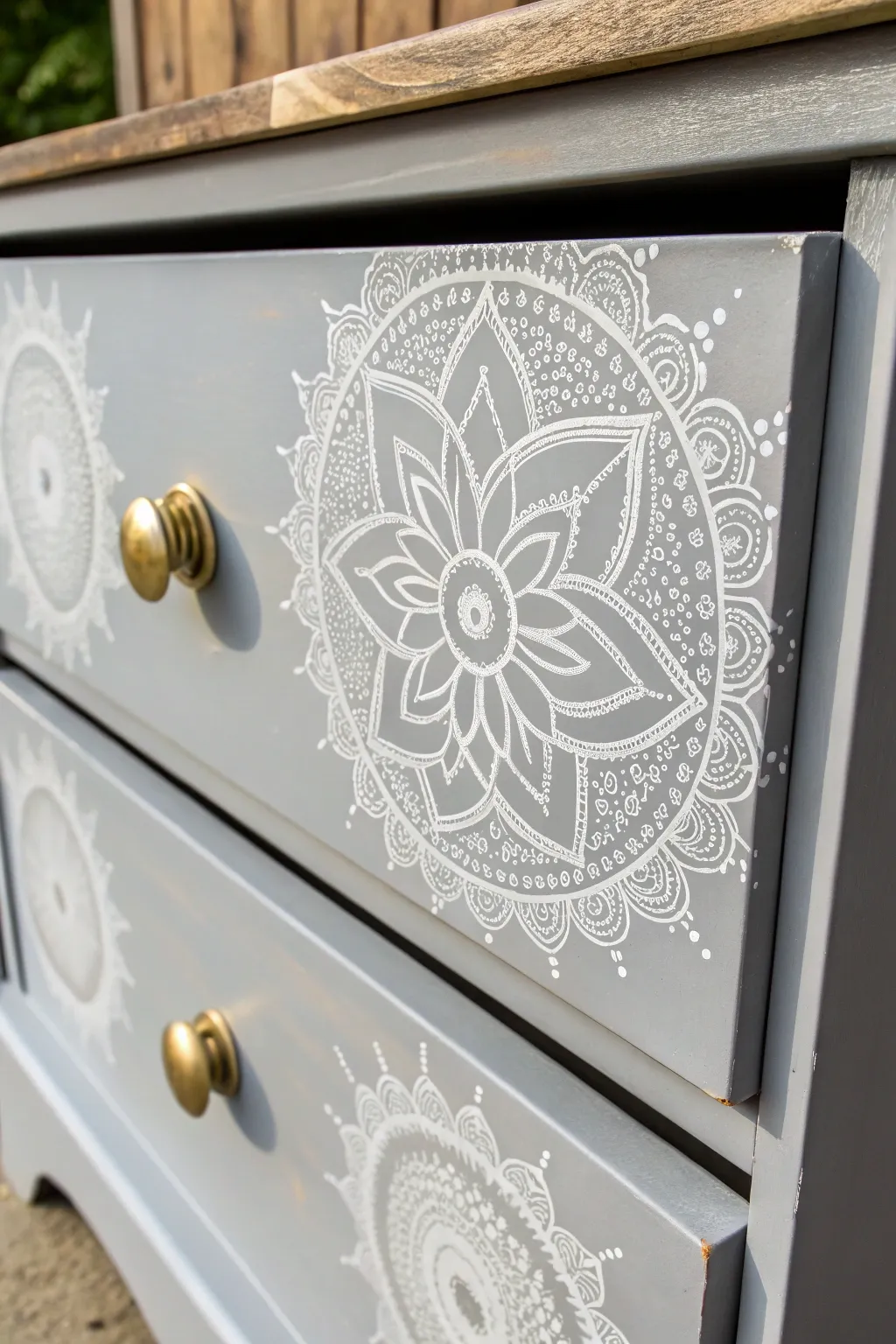 Transform plain furniture with delicate stencils for a chic, artisan boho look.