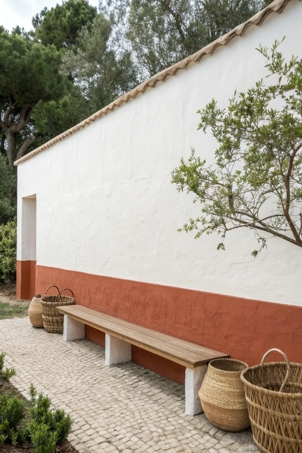 Half-height paint band adds a calm, modern belt line to your garden wall with simple styling.