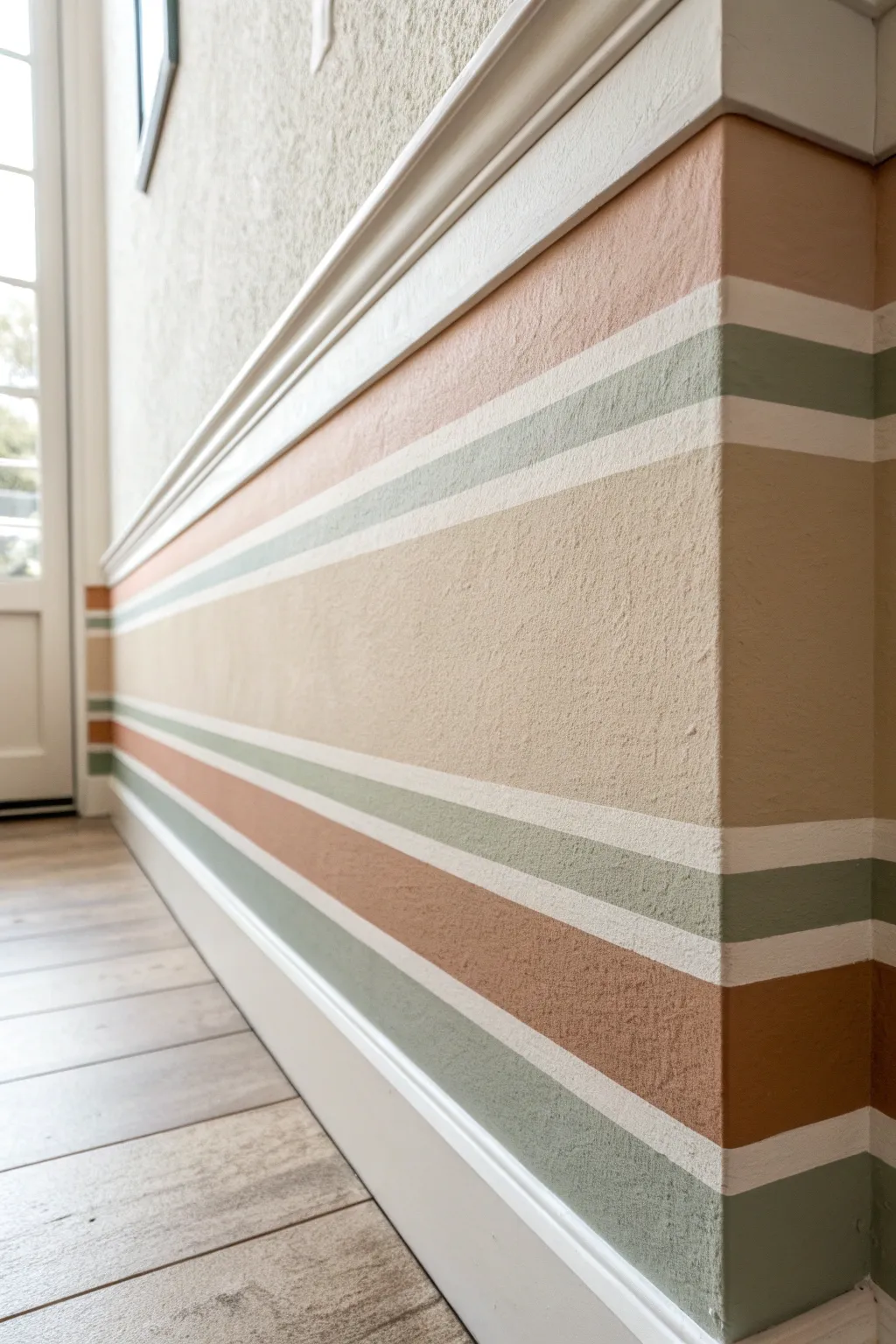 Four clean stacked stripes form a simple modern wall border with soft boho color contrast