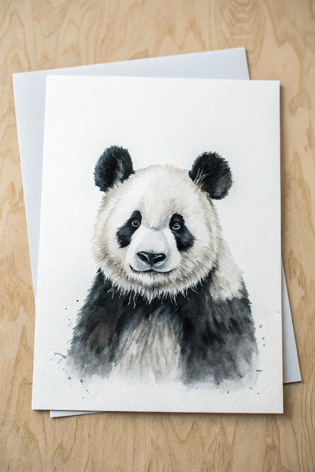 Airy ink-wash panda study with bold black accents and plenty of calming white space