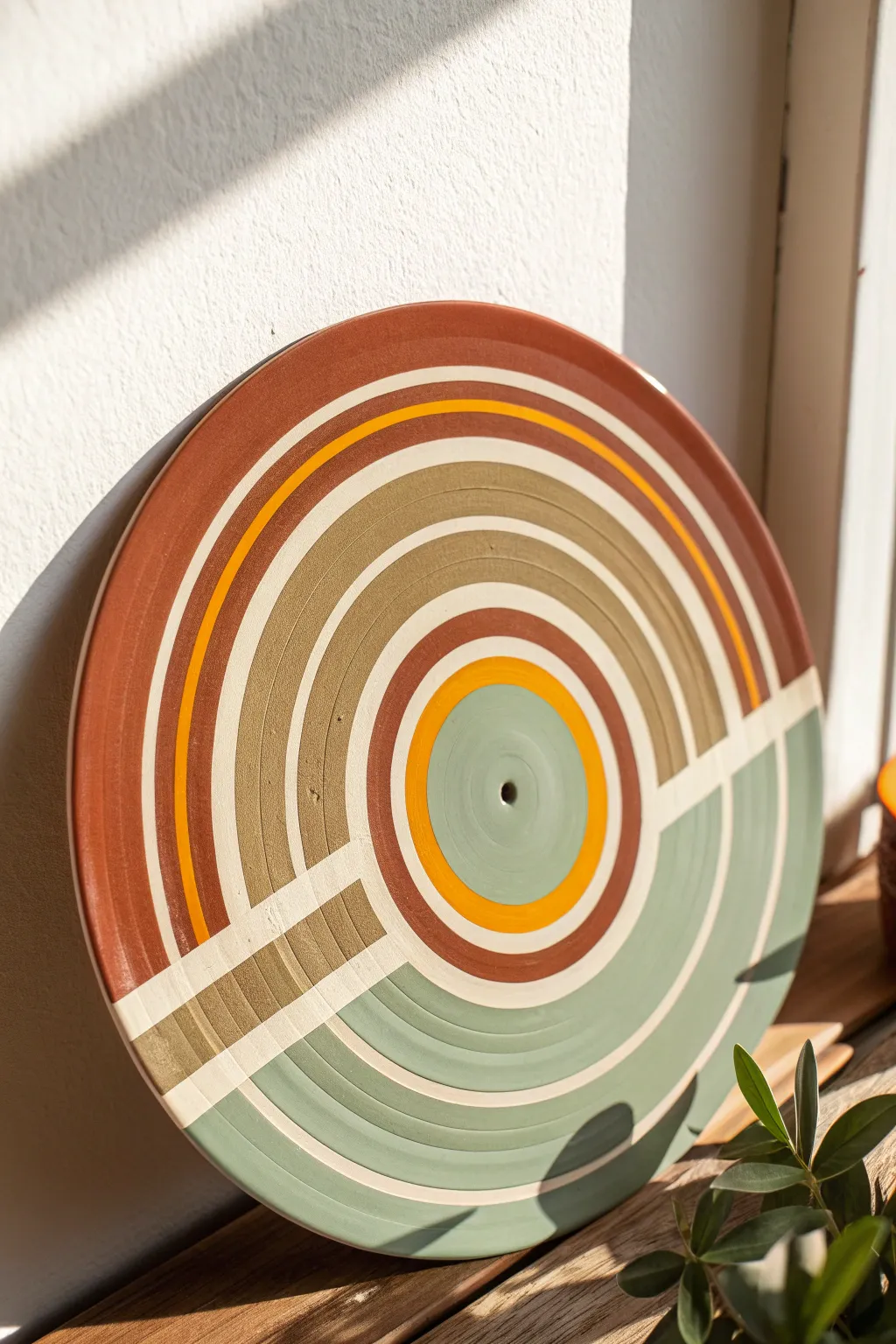 Give old vinyl a 70s twist with these bold geometric patterns in warm earthy tones.