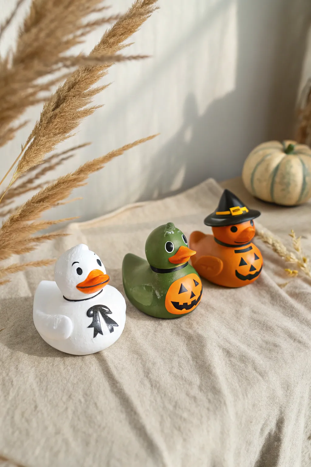 Transform plain rubber ducks into spooky cute decor! A perfect DIY for Halloween. 🎃👻