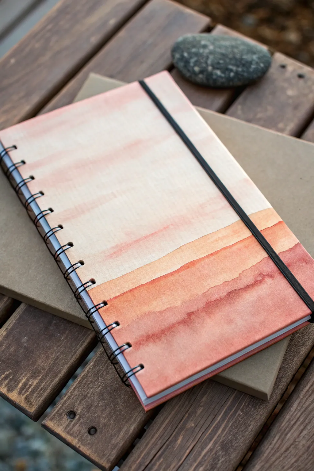 Minimal gradient sketchbook cover with tiny silhouette detail for an elegant DIY look.