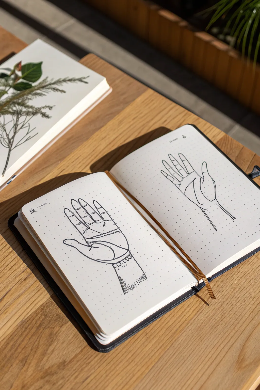 Easy sketchbook idea: blind contour hand studies, wobbly lines side by side for playful practice