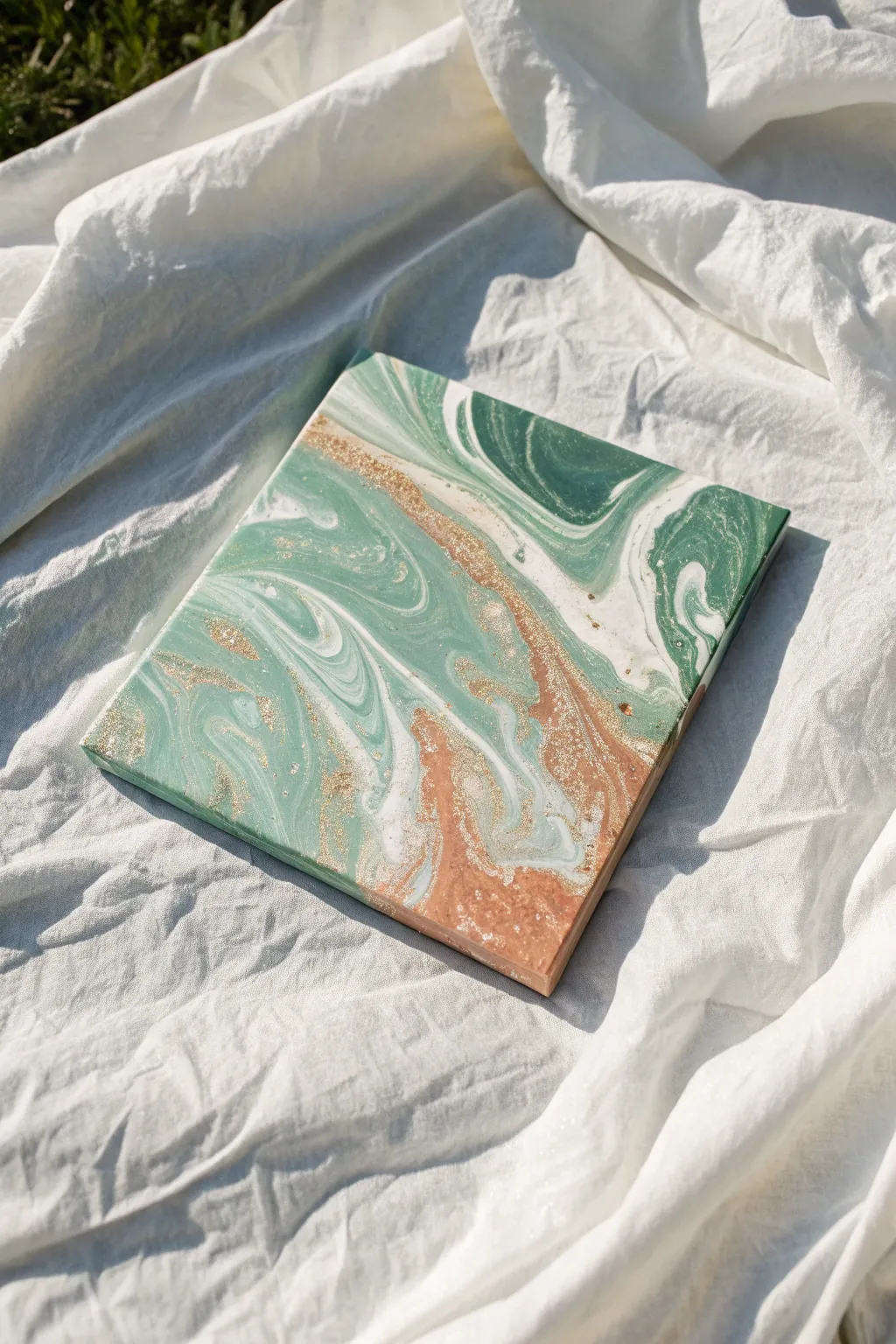 Create distinct marble textures with this satisfying plastic wrap painting hack.