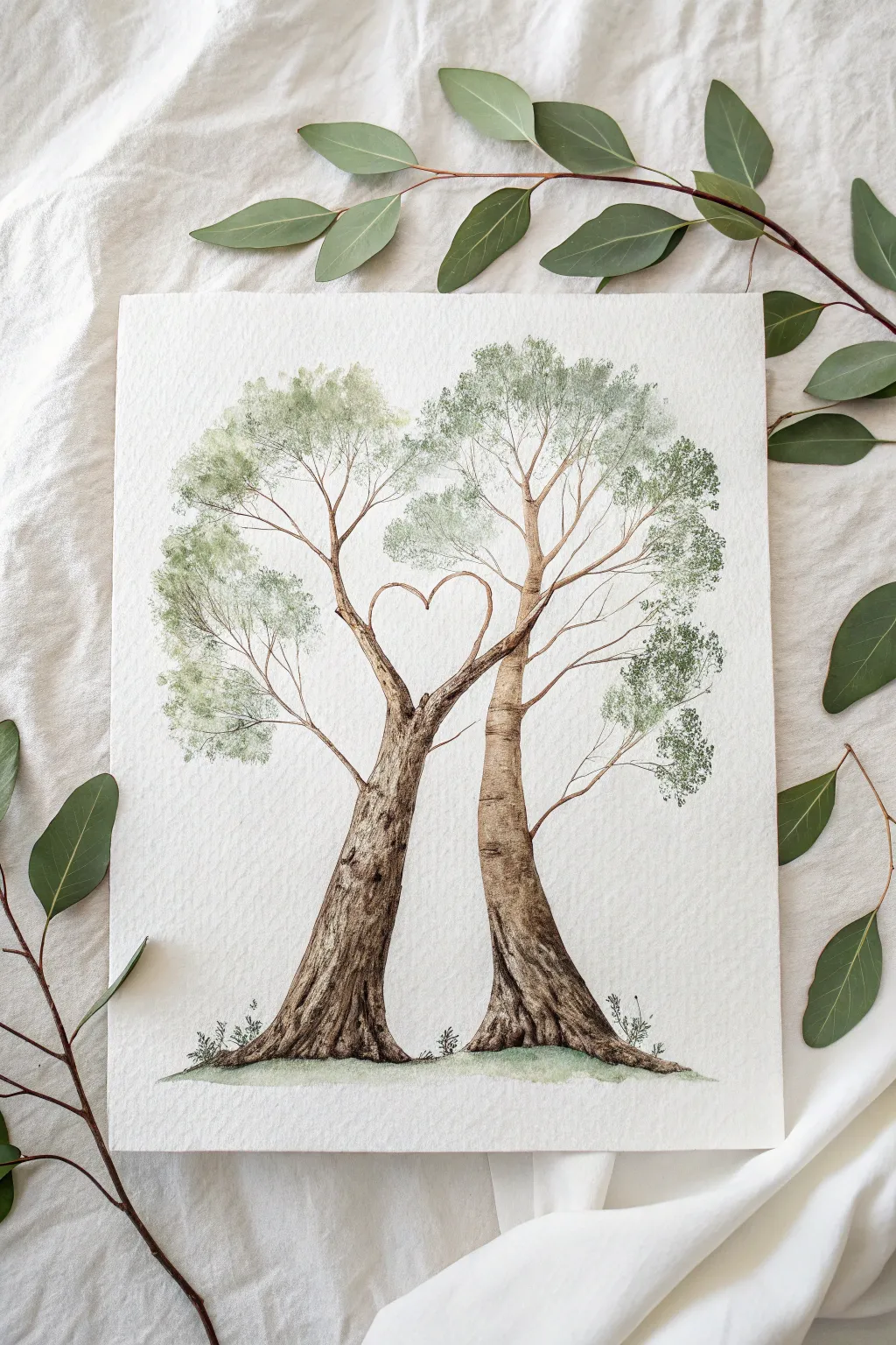 Capture love naturally with these intertwined trees forming a negative space heart.