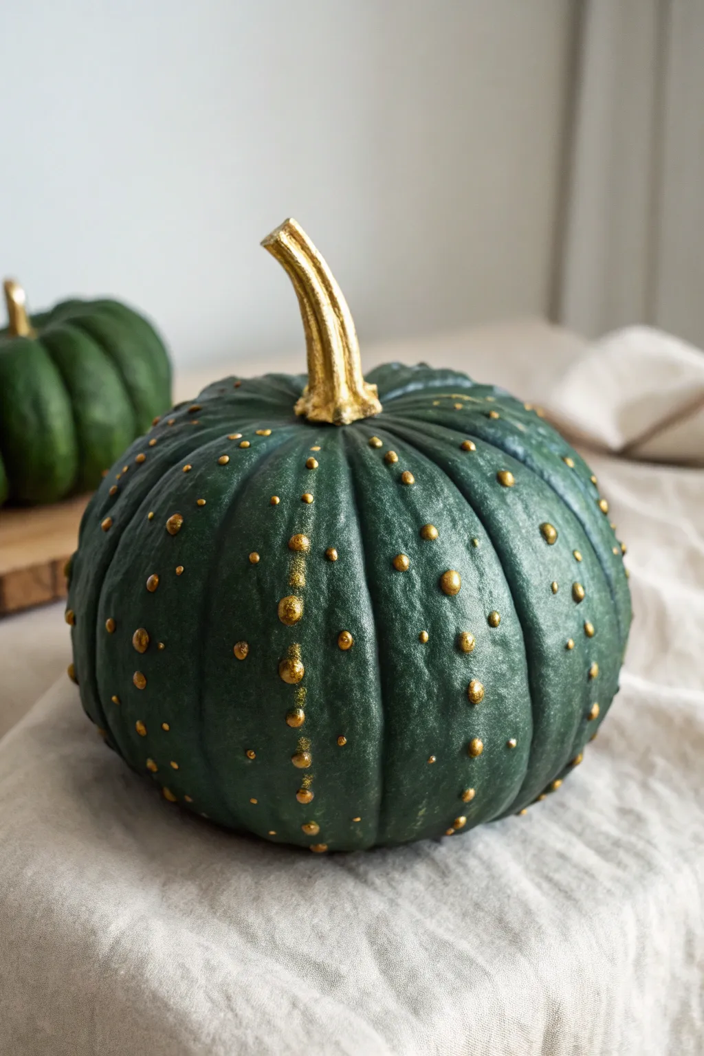 Deep matte warty pumpkin with delicate gold on the bump tops for a minimalist boho glow