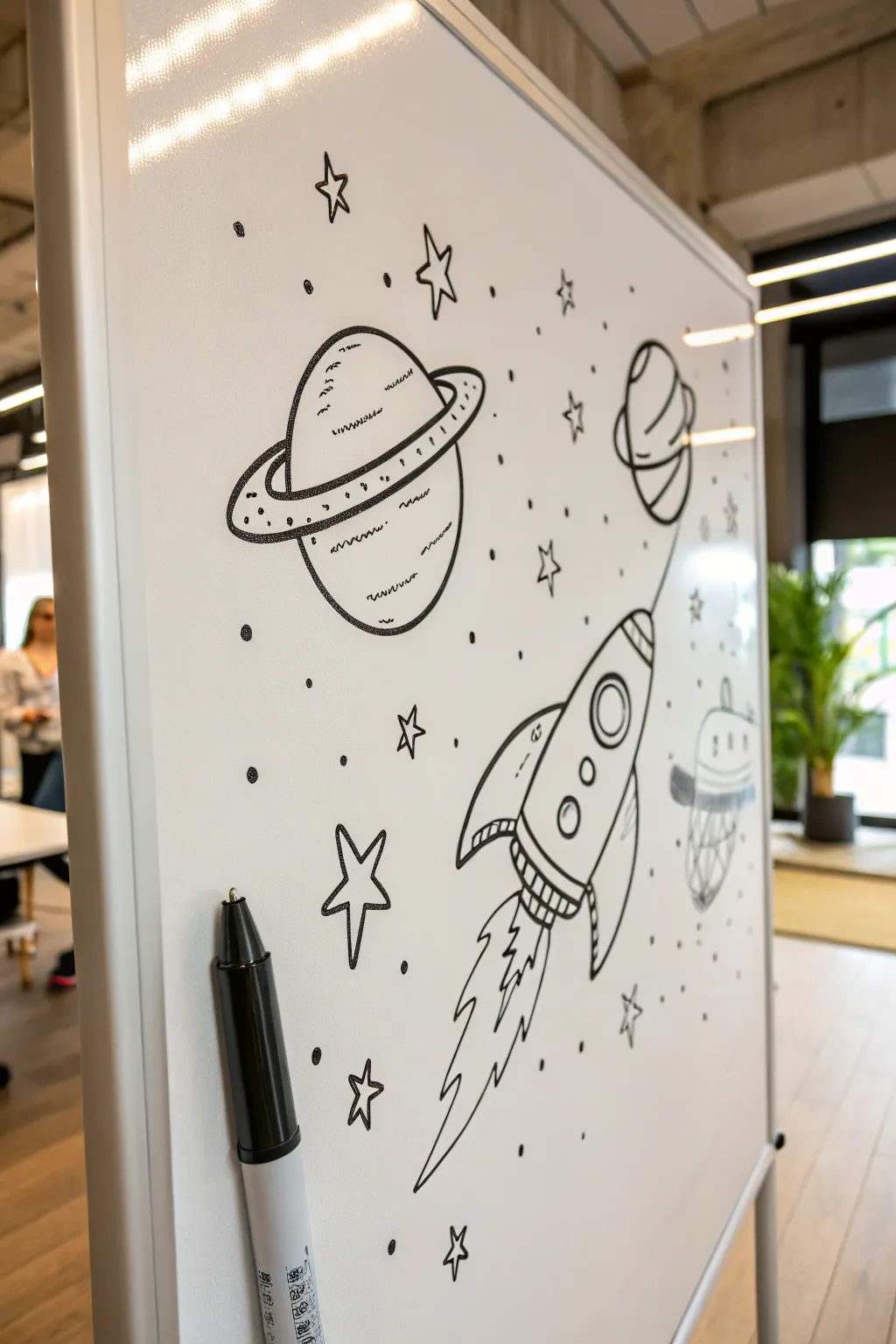 Blast off with this cute, minimalist space doodle for your daily inspiration board. 🚀✨