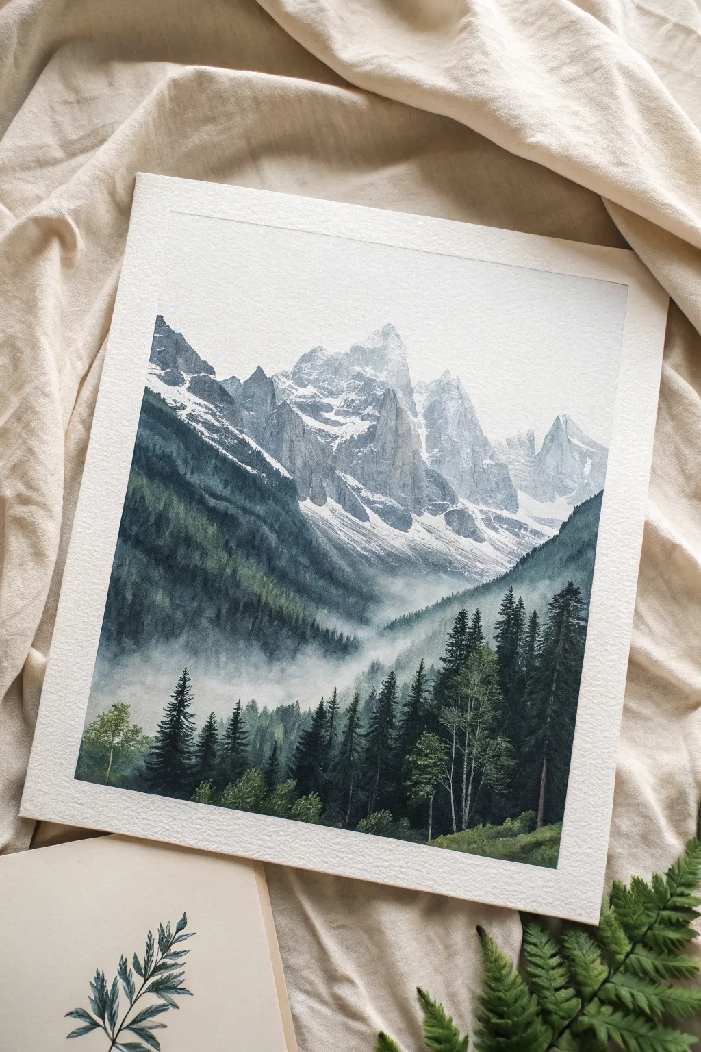 Capture the serenity of winter with these majestic watercolor peaks. 🏔️✨