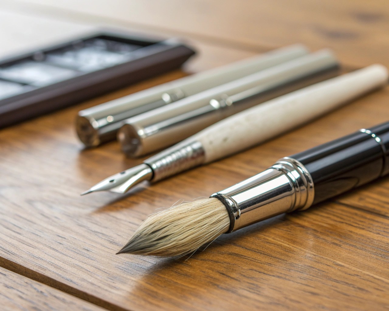 A showcase of the essential tools and materials needed for both calligraphy and lettering.