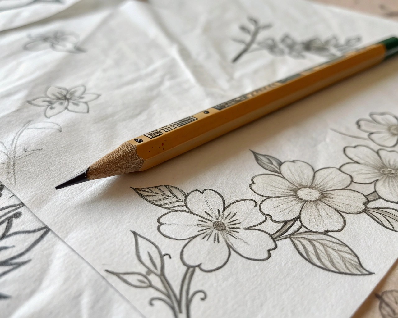 Breaking down the complex form of a flower into simple sketching steps.