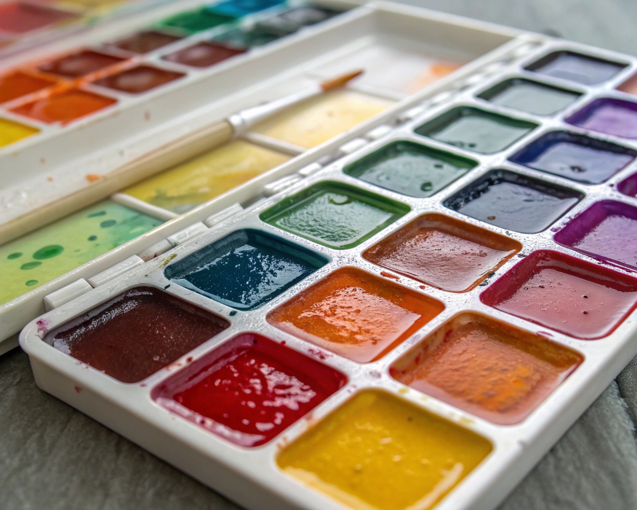 Close-up of colors blending seamlessly in wet-on-wet painting.