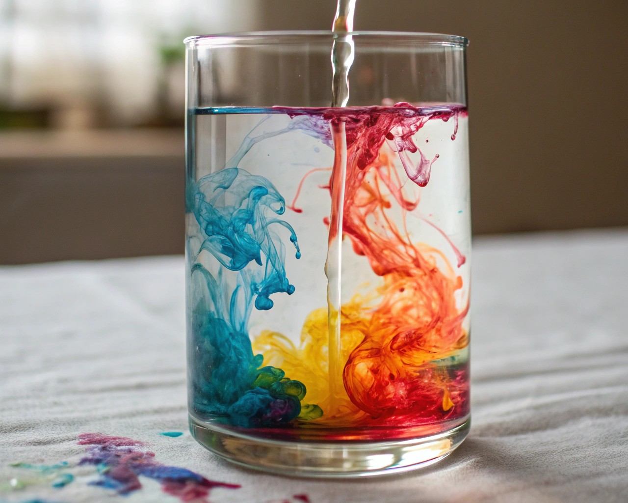 The science behind smooth blending in wet-on-wet painting, illustrating pigment dispersion.