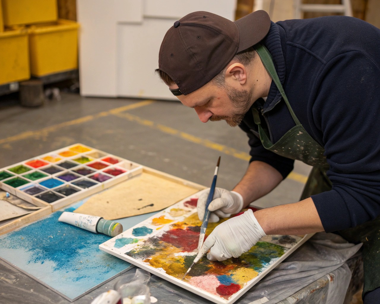 The shift from wet to dry in acrylics is key to achieving accurate color results.