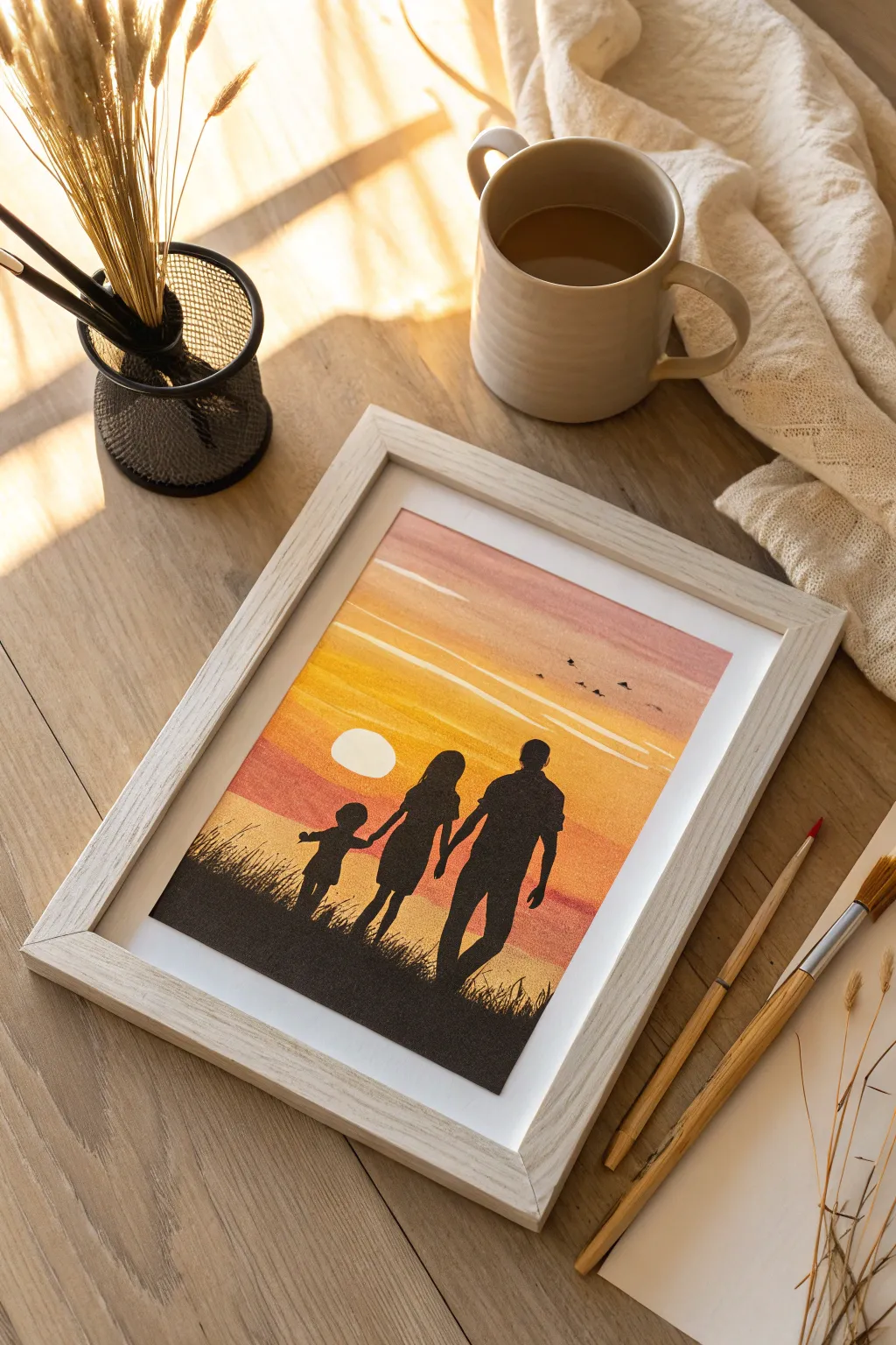 Capture family love with this easy sunset silhouette painting. Perfect for effortless DIY decor.